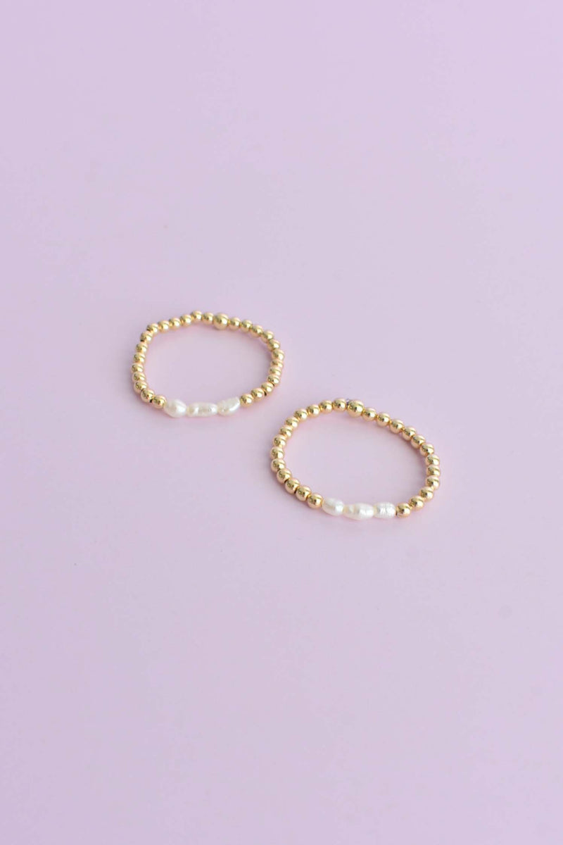 gold filled pearl ring - stretchy gold ring
