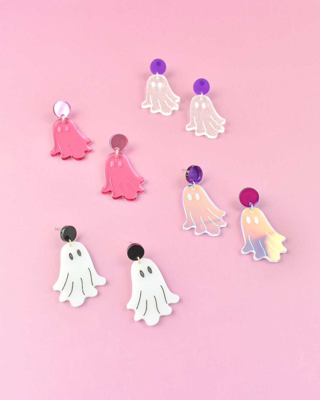 Colorful ghost-shaped dangle earrings
