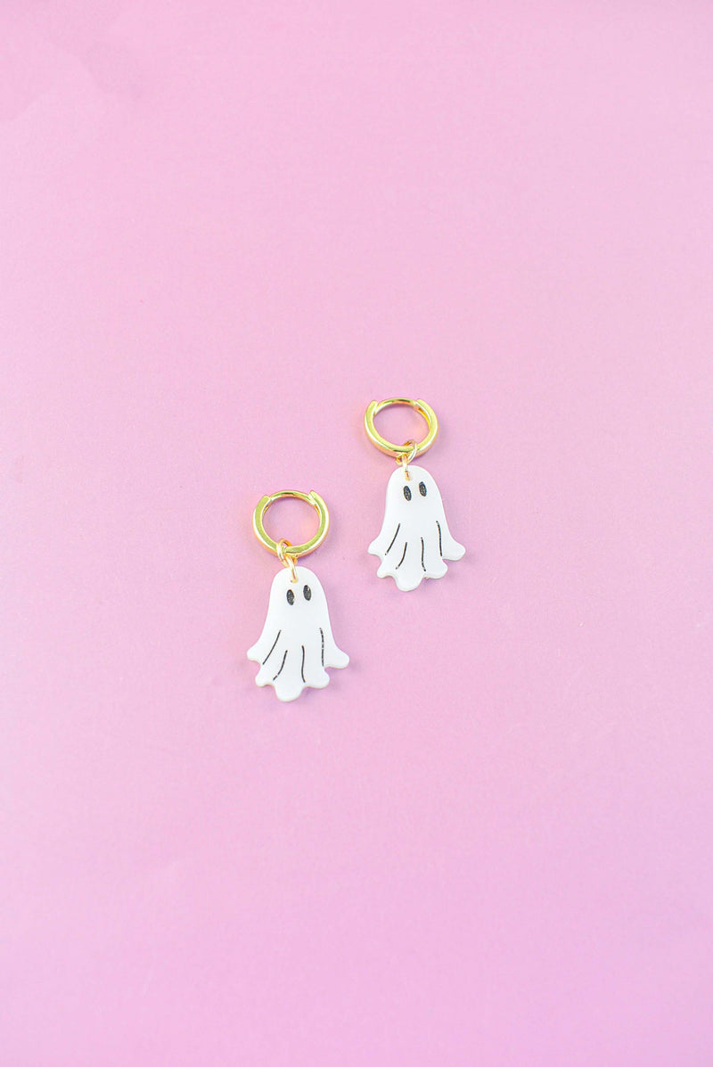 GHOST CHARM HUGGIE HOOPS